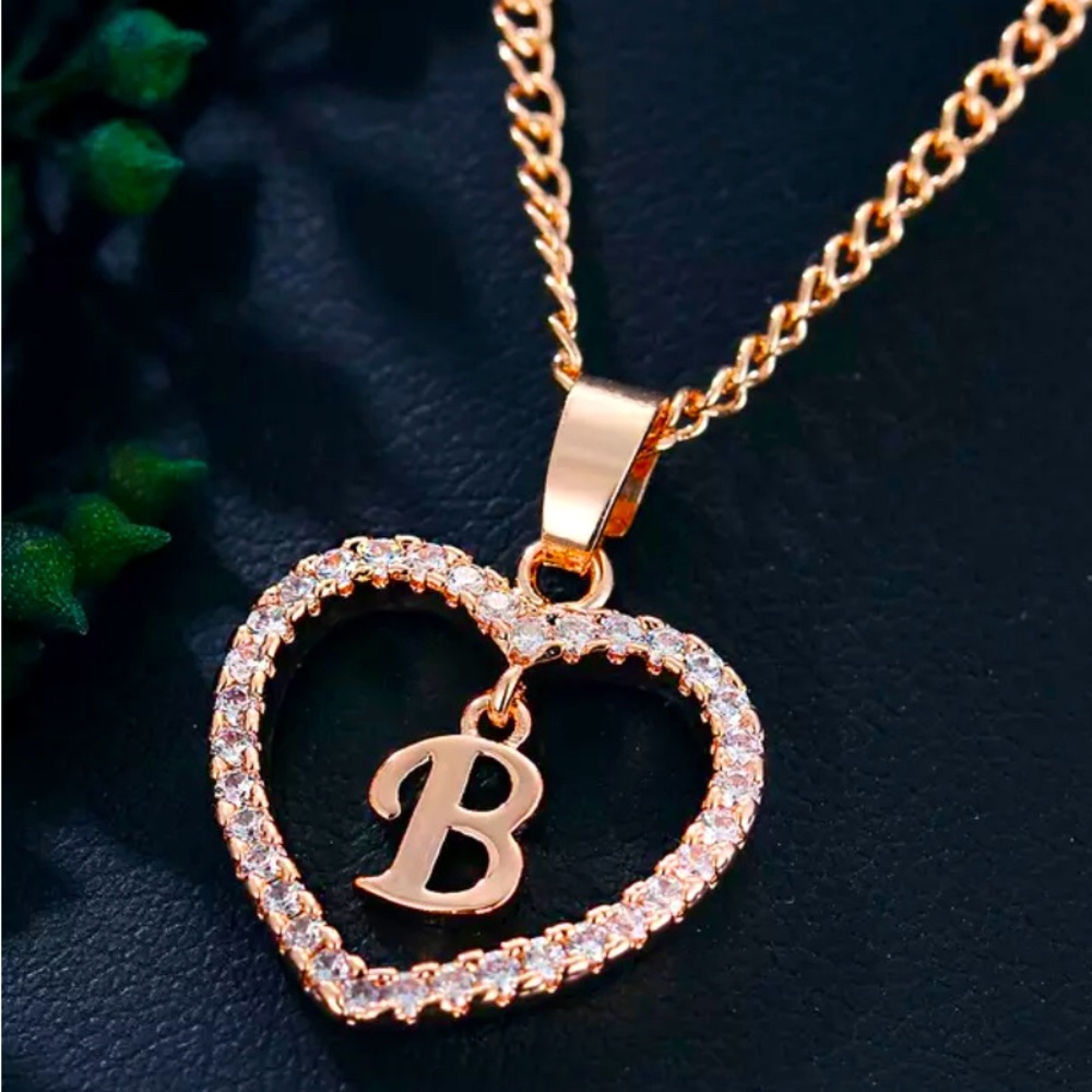 B Gold Initial Necklace